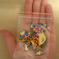 JUMBO Neon Big Cat Rainbow Enamel Pin - Thumbnail 5