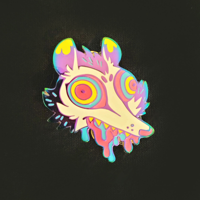 Drippy opossum rainbow enamel pin