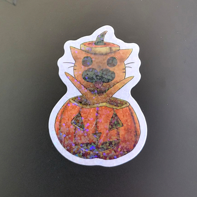 Halloween mr.cat glitter sticker