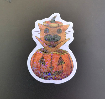 Halloween Mr.Cat Glitter Sticker