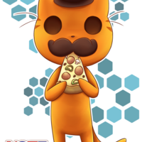 Mr.Cat Pizza Glitter Sticker - Thumbnail 1