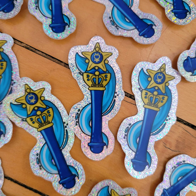 Sailor mercury wand 1.5" glitter sticker
