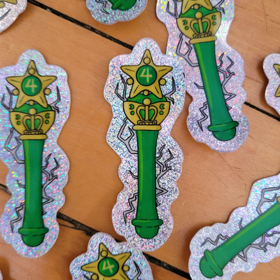 Sailor jupiter wand 1.5" glitter sticker