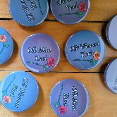 Old Man Yaoi or Old Woman Yuri 3/4" Button