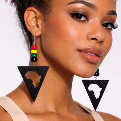 Mama africa wooden earrings - Thumbnail 1