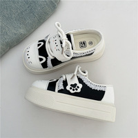 Cute Cat Lace Canvas Shoes - Thumbnail 3
