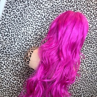 Hot Pink Shaggy Mullet Synthetic Wig - Thumbnail 4