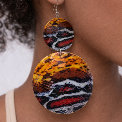 Snake glass shell earrings