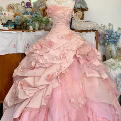 Princess ball gown pink quinceanera dress sweet 16 dresses - Thumbnail 2