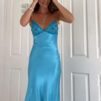 A Line Straps Blue Long Evening Prom Dresses - Thumbnail 1