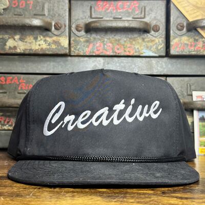 Creative black w/ white stitch snapback hat 