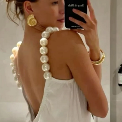 Open back white party dress birthday dress - Thumbnail 1