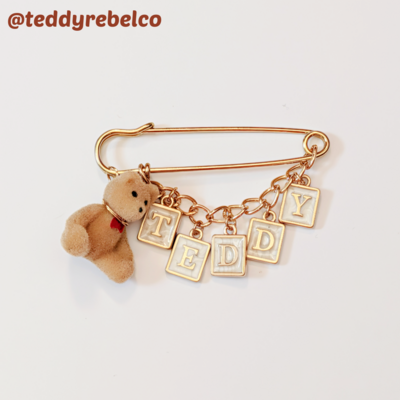 Teddy bear skirt pin brooch