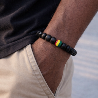 Natural beaded stretch bracelet (black)