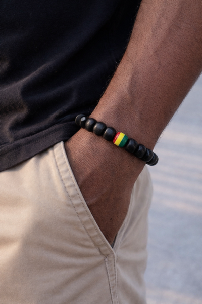 Natural Beaded Stretch Bracelet (Black)