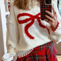 Bowknot Pullover Knit Sweater - Thumbnail 1