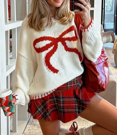 Bowknot Pullover Knit Sweater
