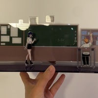 Reze & Denji in the classroom (Day/Night) white board acrylic stand  - Thumbnail 1