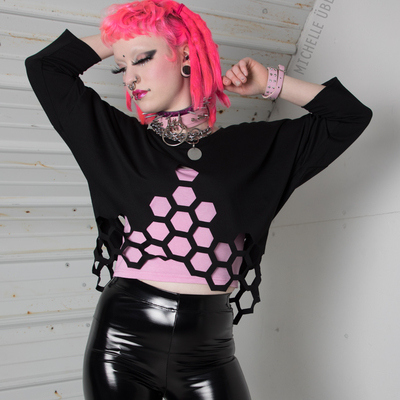 Hive mind laser cut sweatshirt - black - Thumbnail 5