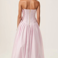 Strapless Pink Classy Split Prom Dresses Formal Dress - Thumbnail 1