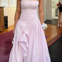 Strapless Pink Classy Split Prom Dresses Formal Dress - Thumbnail 2