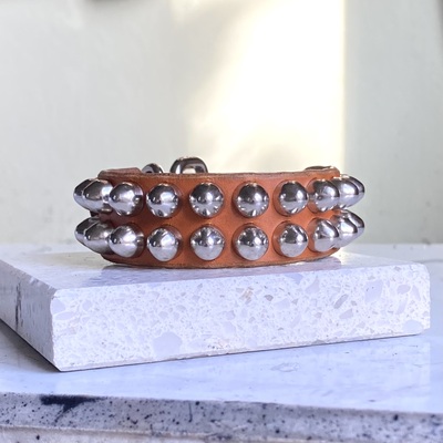 2-row Bullet Stud Wristband (tan or black options)