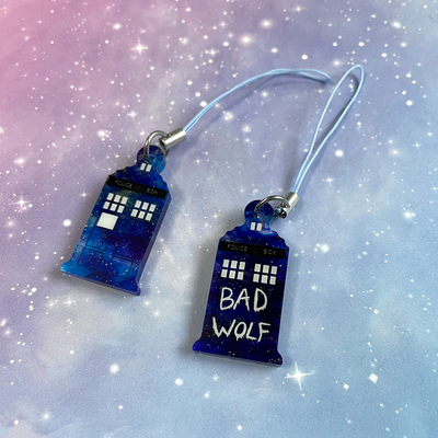 Blue Phone Box Phone Charms