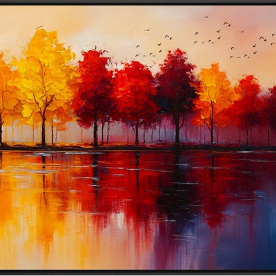 Autumn reverie - fiery trees and golden reflections