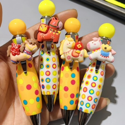 4pcs/set beadable ballpoint pens with silicone horse focal beads. 