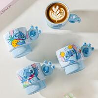 Cute Blue Cartoon Print Coffee Mug - Thumbnail 4