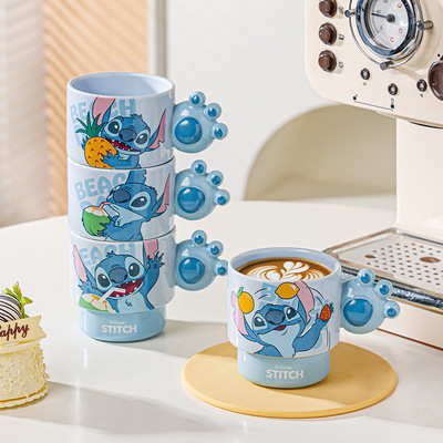 Cute blue cartoon print coffee mug
