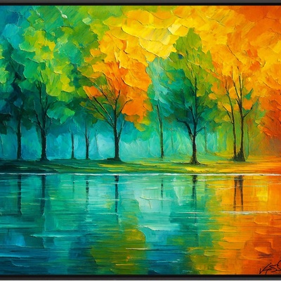 Chromatic reflections - rainbow forest over water