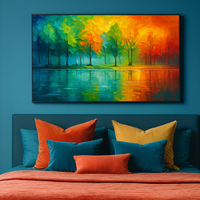 Chromatic Reflections - Rainbow Forest Over Water - Thumbnail 3