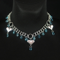 Blue Chainmaille Heart Necklace - Thumbnail 1