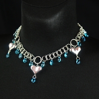 Blue Chainmaille Heart Necklace - Thumbnail 2