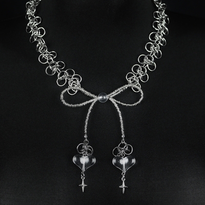 Chainmaille bow cutiepie necklace