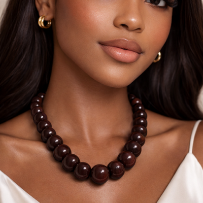 Classic collar necklace (burgandy) - Thumbnail 3