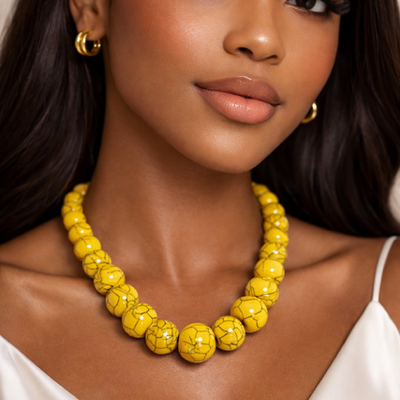 Classic collar necklace (yellow) - Thumbnail 2