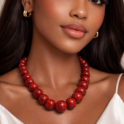 Classic collar necklace (red) - Thumbnail 1