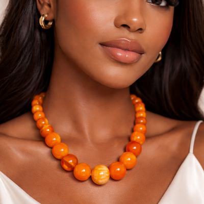 Classic collar necklace (orange) - Thumbnail 1