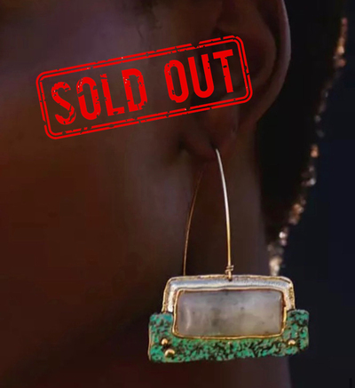 quarz rectangle earrings