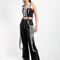 Tripp NYC Bondage Pants Lace Trim Chains - Thumbnail 2