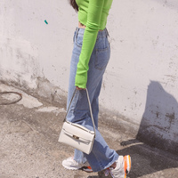 Neon Green Frill Off Shoulder Crop Tee - Thumbnail 3