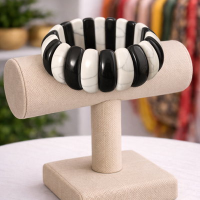 Black & white stretch bracelet - Thumbnail 3