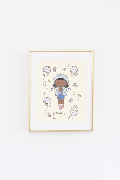 Luna and her Jellyfish Friend Print
