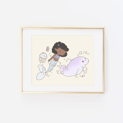 Luna and the manatee print