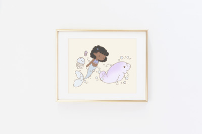 Luna and the Manatee Print