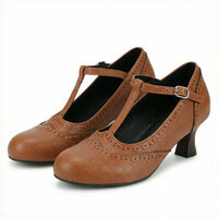 Vintage T-strap Brogue Shoes  - Thumbnail 4