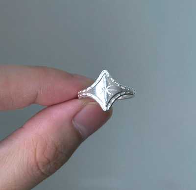 Free Shipping-SILVER STAR COMPASS RING 