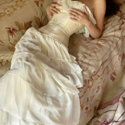 Sheath chiffon sleeveless ivory long evening dresses prom dress 